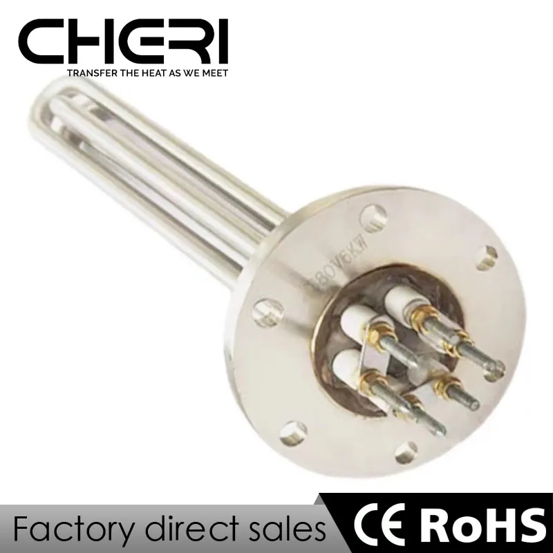 3kw 6kw 9kw 220V 380V 스테인레스 스틸 전기 플랜지 가열 요소 물 보일러 관형 히터 나사 플러그 침수 히터